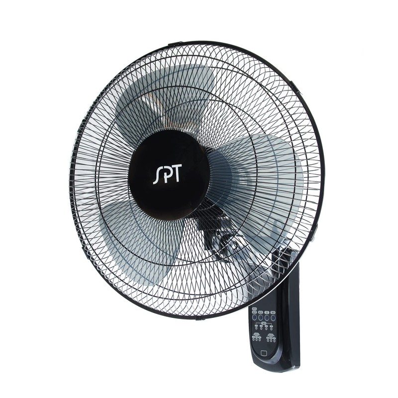 SPT SF-16W90 16″ Wall Mount Fan in Black with Remote