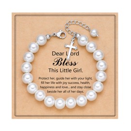 UNGENT THEM Cross Bracelet First Communion Baptism Gifts for Girl Christening1st Holy Confirmation Religious Catholic Christian Easter Gifts for Teenage Teen Girls Goddaughter