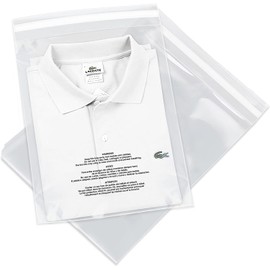 Spartan Industrial - 20" X 24" (250 Count) Self-Seal Clear Poly Bags With Suffocation Warning for Packaging, Bedding, Costumes - Permanent Adhesive
