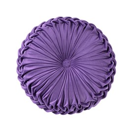 HLOVME Throw Pillow for Couch Decorative 3D Pumpkin Round Velvet Cushion for Sofa Bed Chair Floor 15"X15", Purple