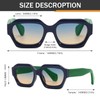 Polarized Retro Hexagon Sunglasses Men Women Trendy Oversized Square Chunky