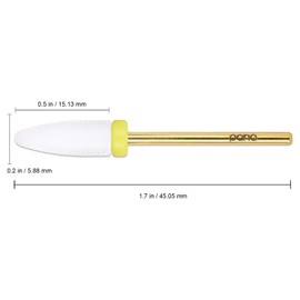 PANA Professional USA Ceramic White Flame Cone Shaped Bit Nail Drill 3/32" Shank Size (Extra Fine, Flame Bit)