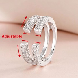 SHELOVES Vintage Guard Wrap Wedding Band For Women 925 Sterling Silver Ring Enhancer for Engagement Rings Sz 8