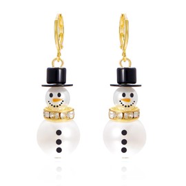 Christmas Earrings for Women Dainty Santa Hat Snowman Snowflake Drop Dangle Earrings Crystal Festival Holiday Christmas Jewelry (hoop-gold)