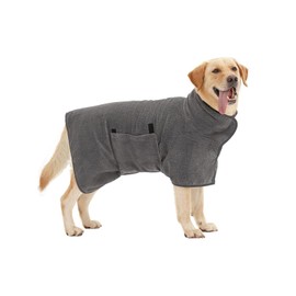 Dog Bathrobe, Quick Drying Super Absorbent Dog Robes for After Bath, Warm Keeping Dogs Towel, Dogs Bath Supplies, Comfortable Soft Drying Coat (Medium, Grey)