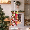 Shellwei 60 Inch Wooden Freestanding Christmas Stocking Holder with Santa