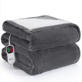 Heated Electric Blanket Blanket - Electric Throw Blanket 72"x84" for Bed- Heated Blanket with 5 Heating Levels& 4 Hours Auto off for Couch Home Office - Soft Fleece Heating Blanket for Full Body(Grey)