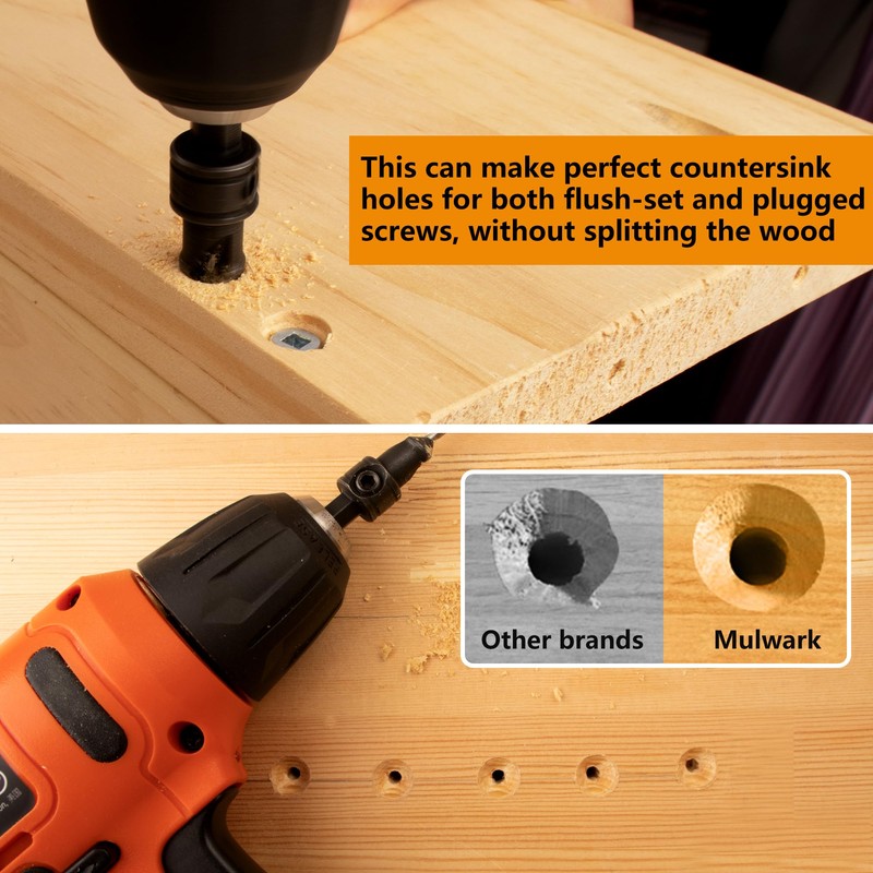 MulWark Countersink Drill Bit Set, 11 PCS Counter Sink Drill