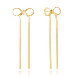 HANLI Gold Studs Earrings for Women - 14K Gold Plated Snake Bow Stud Earrings Dainty Snake Ribbon Stud Earrings Coquette Bow Earrings for Women Everyday Jewelry