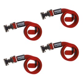 SECURE IT QUICK - Zinc Coated Alligator Thumb Buckle Cargo Secure Utility Lashing Strap - 1" Wide Heavy Duty Polypropylene Webbing, Also Our Rubberized Slack Keeper (48" THMB - 4PK, Red)