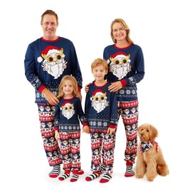 Family Matching Kids Christmas Pajamas: Santa Claus Patterned PJS for Family Reunion Christmas Party Take Photos Gift for Couples - Kids 2 Years Royalblue
