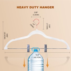 Stormix Pants Hangers, 24 Pack Vevlt Skirt Hanger with Clips, Non-Slip Coat Hangers, Heavy-Duty Clothes Hangers for Shorts, Pants, Skirts, Dresses, Jackets, Coat White (Rose Gold Hook)