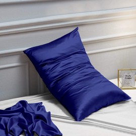 NTBAY Silk Satin Pillowcases - Satin Pillowcase for Hair and Skin, Pillow Cases 2 Pack with Envelope Closure, 50 x 90 cm, Navy