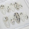 Wedding White Full Stone Handmade Nail Tips - Long Coffin