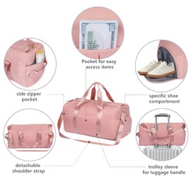 MABROUC Duffle Bag For Women, Sports Duffel Bag for Gym with Wet Pocket & Shoe Compartment, Overnight Weekender Travel Bag(red)