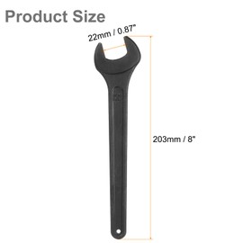 sourcing map Single Open Ended Spanner Wrench, 22mm, Thicken Carbon Steel Open End Wrench Tool for Automotive Repair and Furniture Assembly, Black