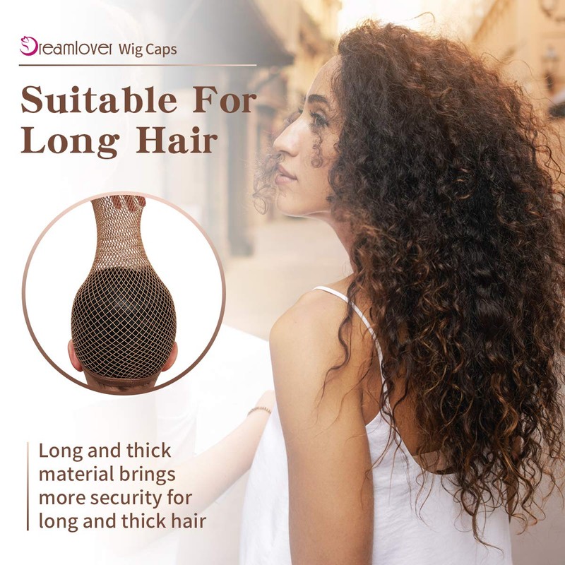 Dreamlover Dreamlover Mesh Wig Caps for Long Hair, Brown Wig