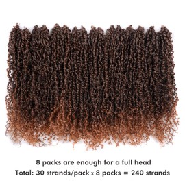 Toyotress Yanky Twist Crochet Hair - 16 Inch 8 Packs (30 Strands/Pcs) Fluffy Spring Mini Twist Passion Twist, Ombre Brown Pre-Looped Crochet Braids Braiding Hair (16 Inch, T30-8P)