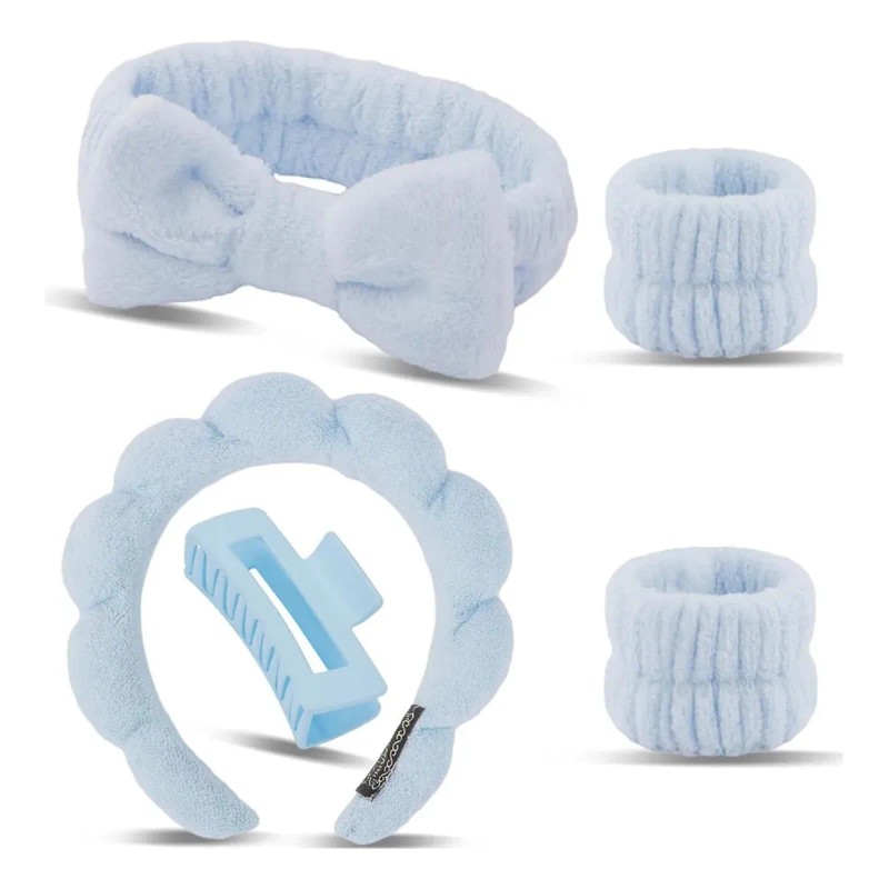 5 Pcs Diademas De Pelo Y Muñequeras Horquilla Maquillaje Spa