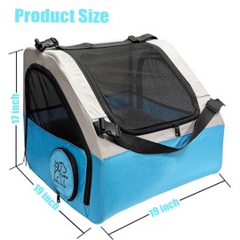 Tyalez Small Portable Pet Crate for Car Travel, 19"x19"x17" Foldable Dog & Cat Carrier with Secures Seatbelt & Headrest Strap, Oxford Soft-Sided Pet Kennel with Removable Bed for Small Pets