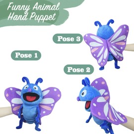 lilizzhoumax Butterfly Hand Puppet Cuddly Toy Animal Kawaii Cute Role Play Interactive Early Education Toy for Children Gift for Children Perfect for Puppet Theatre