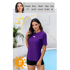 Halcurt Womens Rash Guard with Bra SPF 2 Piece Swimsuit with Bottoms Purple M