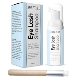 Eyelash Extension Shampoo & Brush - Gentle Aftercare Foaming Lash Cleanser Kit & Makeup Remover - For Home & Salon Use