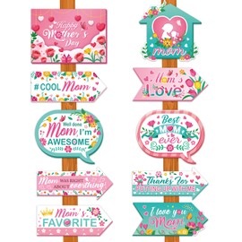 HOWAF 20pcs Happy Mother's Day Party Signs, Colorful Floral Mother's Day Directional Sign Photo props