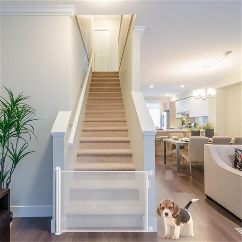 Pemberly Row Baby Retractable Mesh Gates w/Easy Latch & Flexible