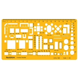 Liquidraw 1:100 Scale Architectural Scale Ruler Drawing Template Stencil Architect Technical Drafting Supplies, Architecture Furniture Design Symbols for House Interior Floor Plan