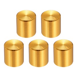 sourcing map 5pcs Potentiometer Knob Knurled Shaft Golden Aluminum 6mm Shaft Dia. Rotary Knob 10mmx10mm Guitar Volume Control Knob