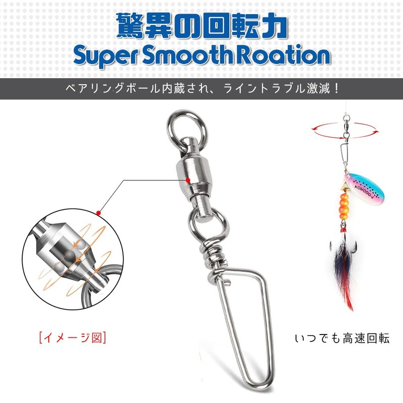 AMYSPORTS Ball Bearing Swivel Trolling Snap Bearing Salkan Bearing Swivel