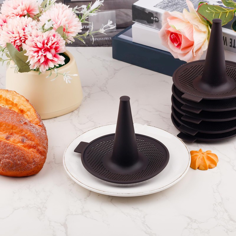 BOXOB 6stk Donutform Klein zum Backen, Schwarz Silikon Bagel-Maker-Pfanne Antihaftbeschichtet