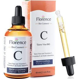 Florence - Organic Vitamin C Serum for Face with Hyaluronic Acid & Niacinamide. Anti-Dark Spots, Wrinkle, Aging Brightening Facial and Eye Contour Vitamin C Serum. Brightening Women and Men Skin Care