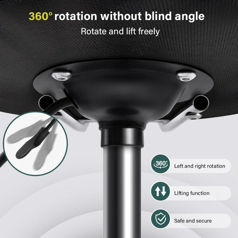 BFTOU White Square Swivel Stool with Wheel for Work SPA