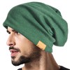 VECRY Men Oversized Slouch Beanie Large Skullcap Knit Hat (Green)