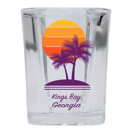 R and R Imports Kings Bay Souvenir 2 Ounce Square Shot Glass Palm Design 4-Pack