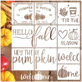 Large Fall Door Mats Stencils for Painting on Wood Hello Fall Doormat Stencils Reusable Welcome Pumpkin Stencil for Wood Doormat DIY Crafts (fall10)