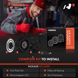A-Premium Air Conditioner AC Compressor Clutch Kit Compatible with Kia Sportage 2005-2007 & Hyundai Tucson 2005-2009, 2.7L