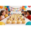 24PCS Curious Monkey Cupcake Toppers, Cartoon Party Decorations, Theme Celebrations