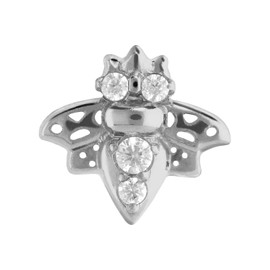 PIERCINGLINE Titanium Screw Attachment with External Thread 0.9 mm Bee + Crystal Piercing Attachment Replacement Choice of Colours, Titanium