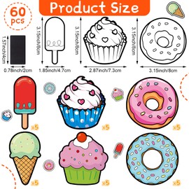 Gemscream 30 Sets Sweet Treat Magnets Crafts Color Your Own Donut Cupcake Ice Cream Magnet for Kids DIY Dessert Coloring Magnet Ornaments for Fun Home School Classroom Activities Art Party Favors