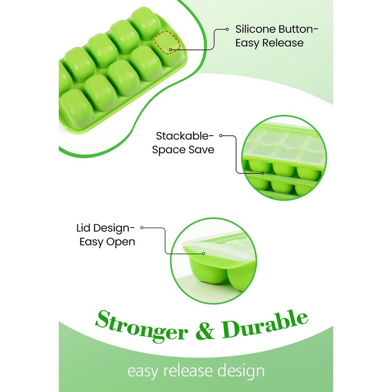 DOQAUS Ice Cube Tray with Lid and Bin - 4