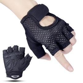 Training Gloves, Fitness, Breathable Gloves, Sports, Short Finger Gloves, Black, Men and Women, Non-Slip Gloves for Weightlifting, Cycling, Rowing Climbing, Bodybuilding, Calisthenics (M)