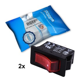 HQRP 2-Pack ON Off Red Rocker Switch 2-Prong 16A 125V Compatible with KEDU HY35B, Craftsman Saw, Air Compressor, Grizzly T10875 Grinder, Craftsman CX904 Grinder, UL Listed