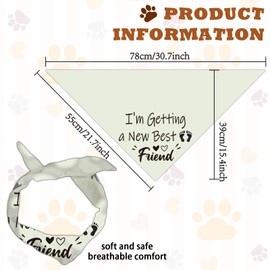 arricraft 1 Pc Dog Bandana, I'm Getting a New Best Friend Words Triangle Adjustable Comfortable Pet Bibs Washable Cotton Scarf Kerchief for Large Dog 78x39cm(30.7x15.35 inch)