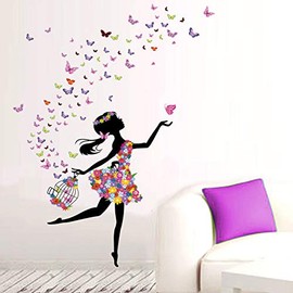 Kibi Wall Sticker Butterfly Fairy Bedroom Living Room Walls Girl Butterfly Flower Fairy Sticker