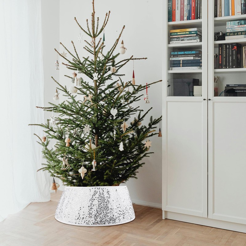 Christmas Tree Collar, Glitter Sequin Tree Skirt Christmas Tree Ring