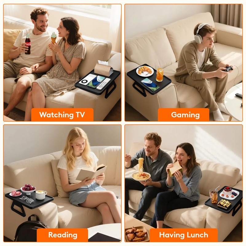 Lifewit Plastic Rotating Couch Armrest Table, Adjustable Sofa Arm Clip