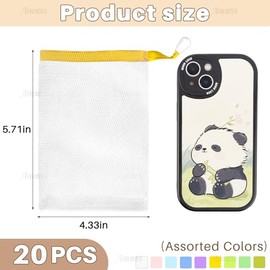 AUEAR, paquete de 20 bolsas de jabón de malla exfoliante hechas a mano, bolsa de doble capa de espuma de burbujas con cordón, bolsas de malla de burbu
